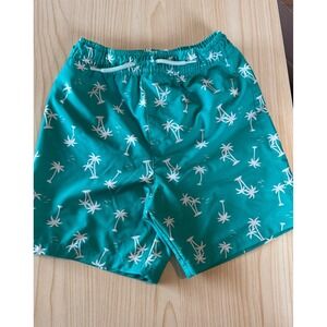 Wonder Nation Boys Teal Green Palm Tree Print Swim Trunks Shorts Size 4T